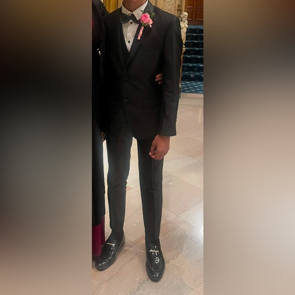 Like new Italian suit with vest and tux shirt